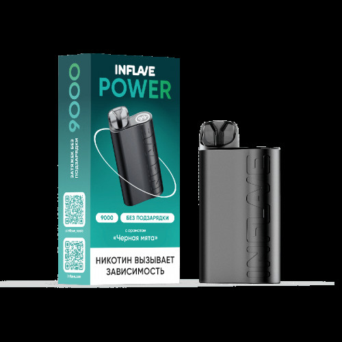 Электронная сигарета INFLAVE POWER 9000 затяжек Черная Мята